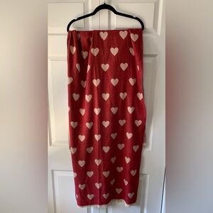 Red Heart Print Knit Scarf
